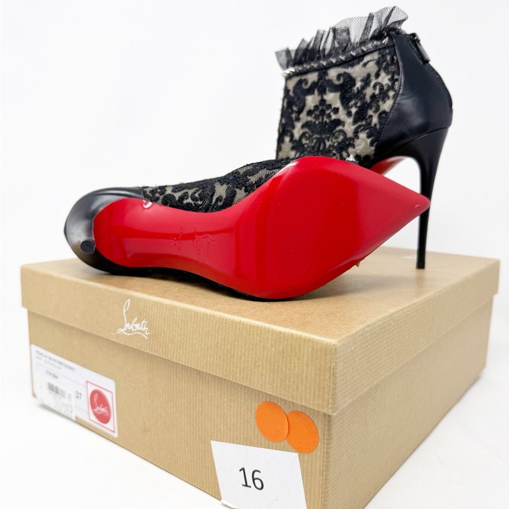 Christian Louboutin 100 Pigalle Boots Black Lace NWOT 37 - Picture 9 of 17